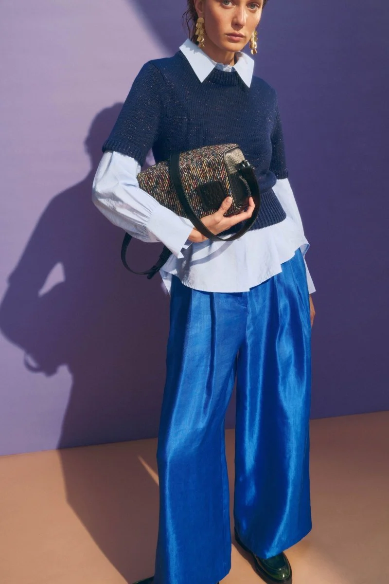 Luft Lurex Knit Top Navy Copper - Image 4