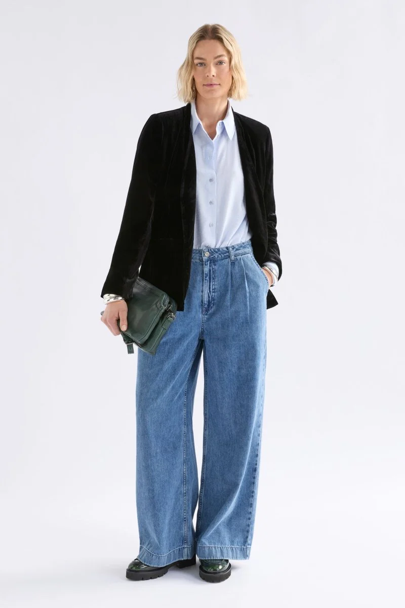Velvet Soft Blazer Jacket Black - Image 2